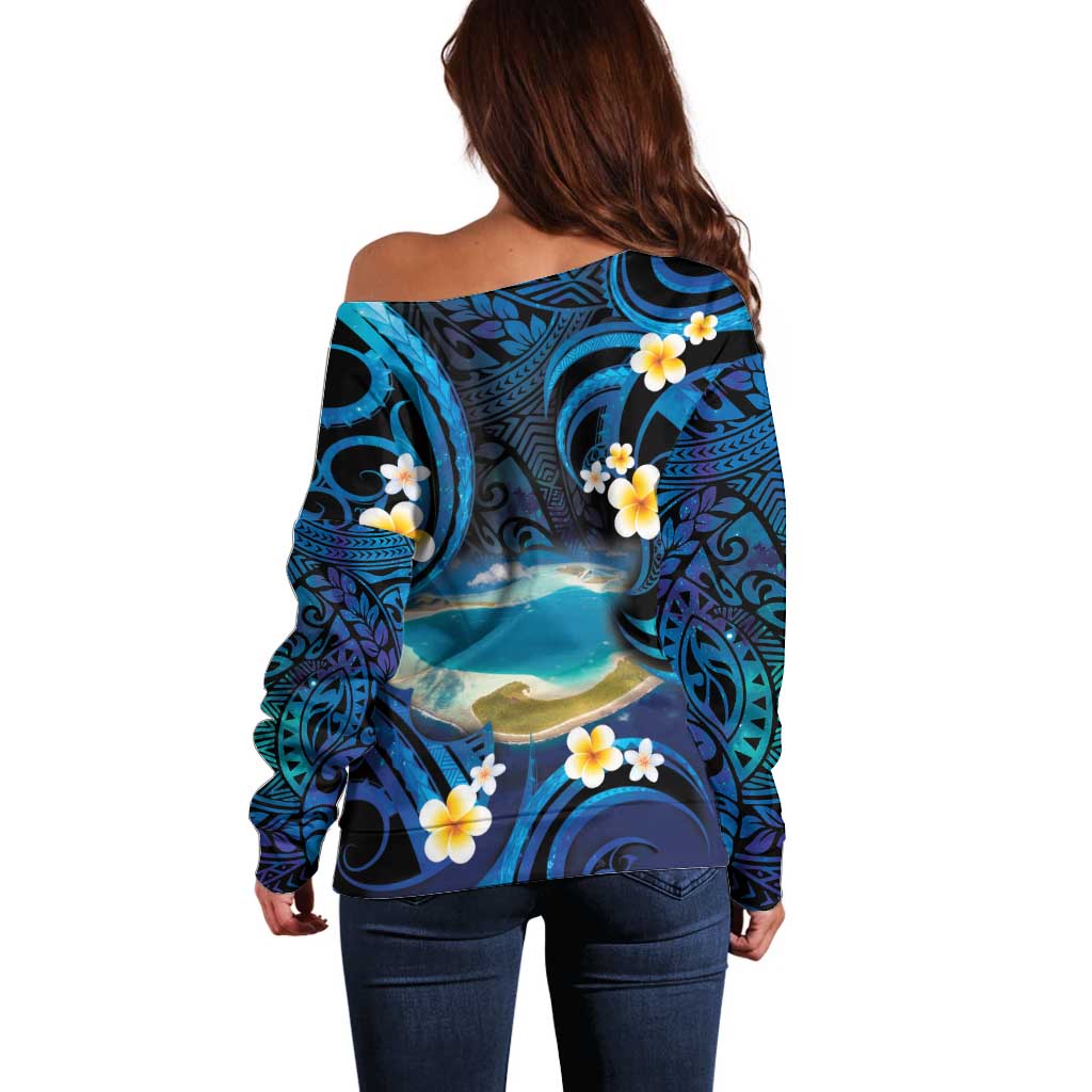French Polynesia Tetiaroa Atoll Off Shoulder Sweater Polynesian Curves Style LT14 - Polynesian Pride