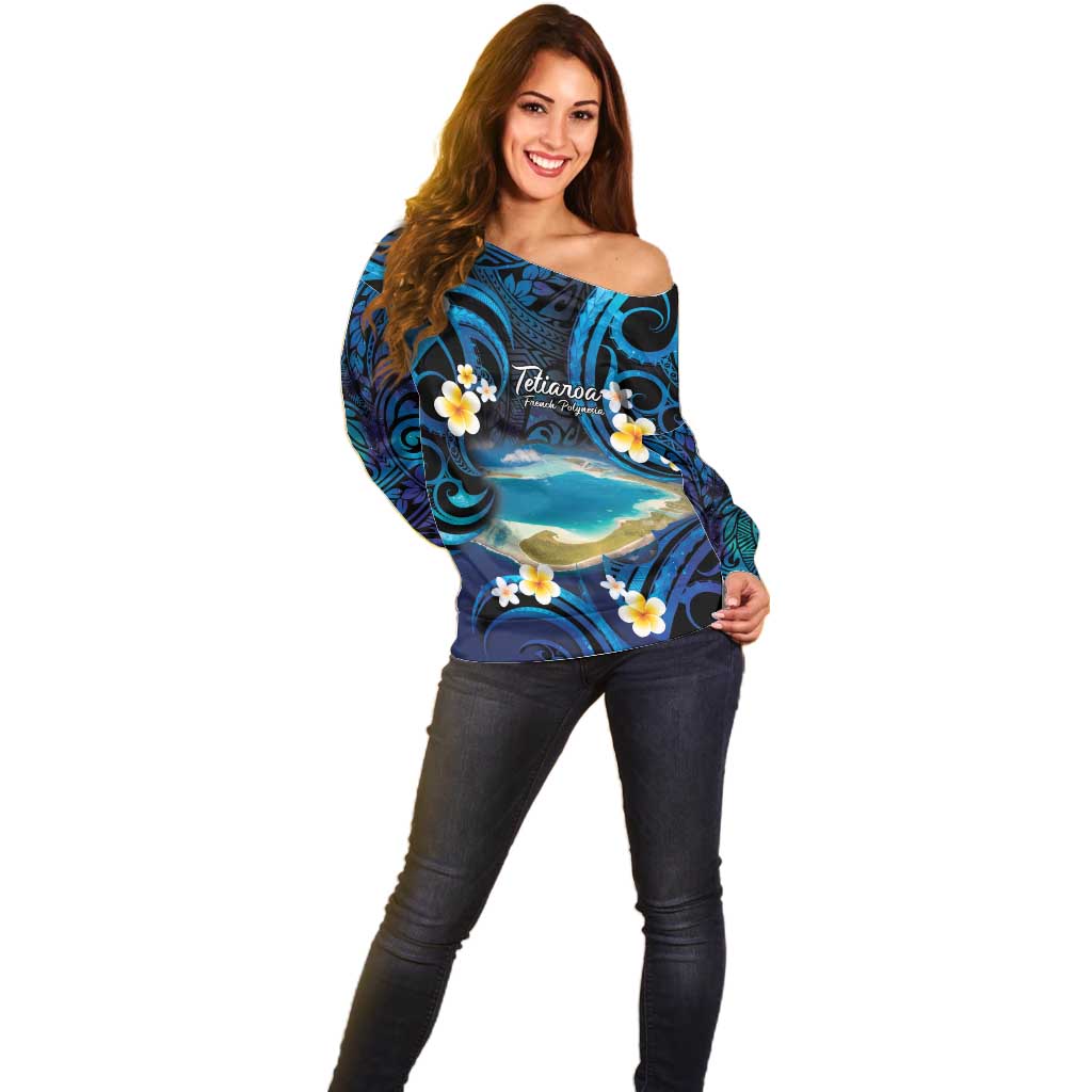 French Polynesia Tetiaroa Atoll Off Shoulder Sweater Polynesian Curves Style LT14 - Polynesian Pride