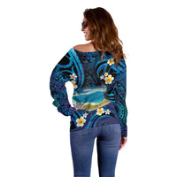French Polynesia Tetiaroa Atoll Off Shoulder Sweater Polynesian Curves Style LT14 - Polynesian Pride