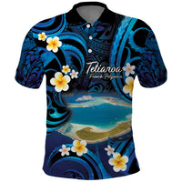 French Polynesia Tetiaroa Atoll Polo Shirt Polynesian Curves Style LT14 Blue - Polynesian Pride