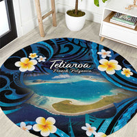 French Polynesia Tetiaroa Atoll Round Carpet Polynesian Curves Style LT14 Blue - Polynesian Pride
