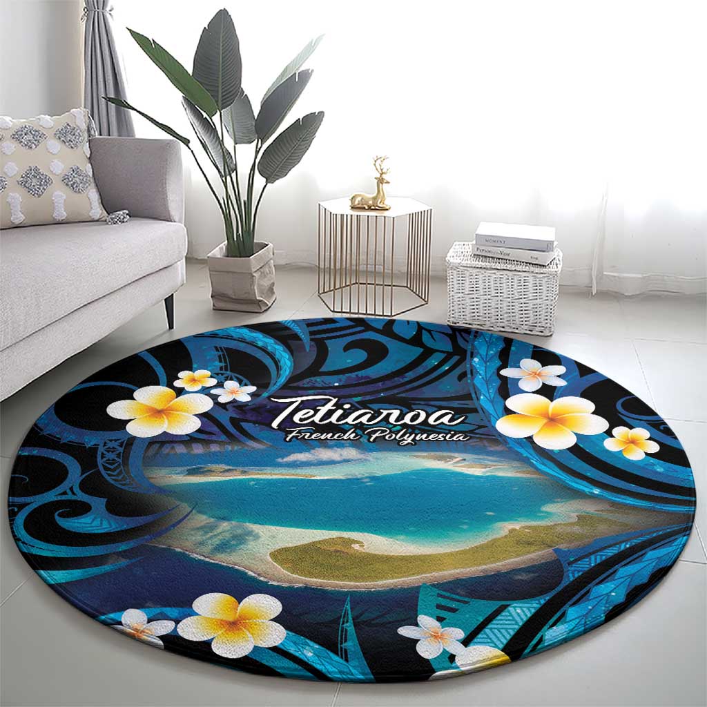 French Polynesia Tetiaroa Atoll Round Carpet Polynesian Curves Style LT14 - Polynesian Pride