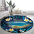 French Polynesia Tetiaroa Atoll Round Carpet Polynesian Curves Style