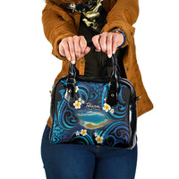 French Polynesia Tetiaroa Atoll Shoulder Handbag Polynesian Curves Style LT14 One Size Blue - Polynesian Pride