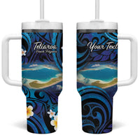 Personalised French Polynesia Tetiaroa Atoll Tumbler With Handle Polynesian Curves Style LT14 One Size: 40 oz Blue - Polynesian Pride