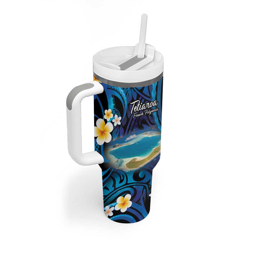 Personalised French Polynesia Tetiaroa Atoll Tumbler With Handle Polynesian Curves Style LT14 - Polynesian Pride