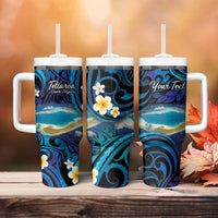 Personalised French Polynesia Tetiaroa Atoll Tumbler With Handle Polynesian Curves Style LT14 - Polynesian Pride
