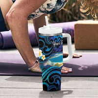 Personalised French Polynesia Tetiaroa Atoll Tumbler With Handle Polynesian Curves Style LT14 - Polynesian Pride