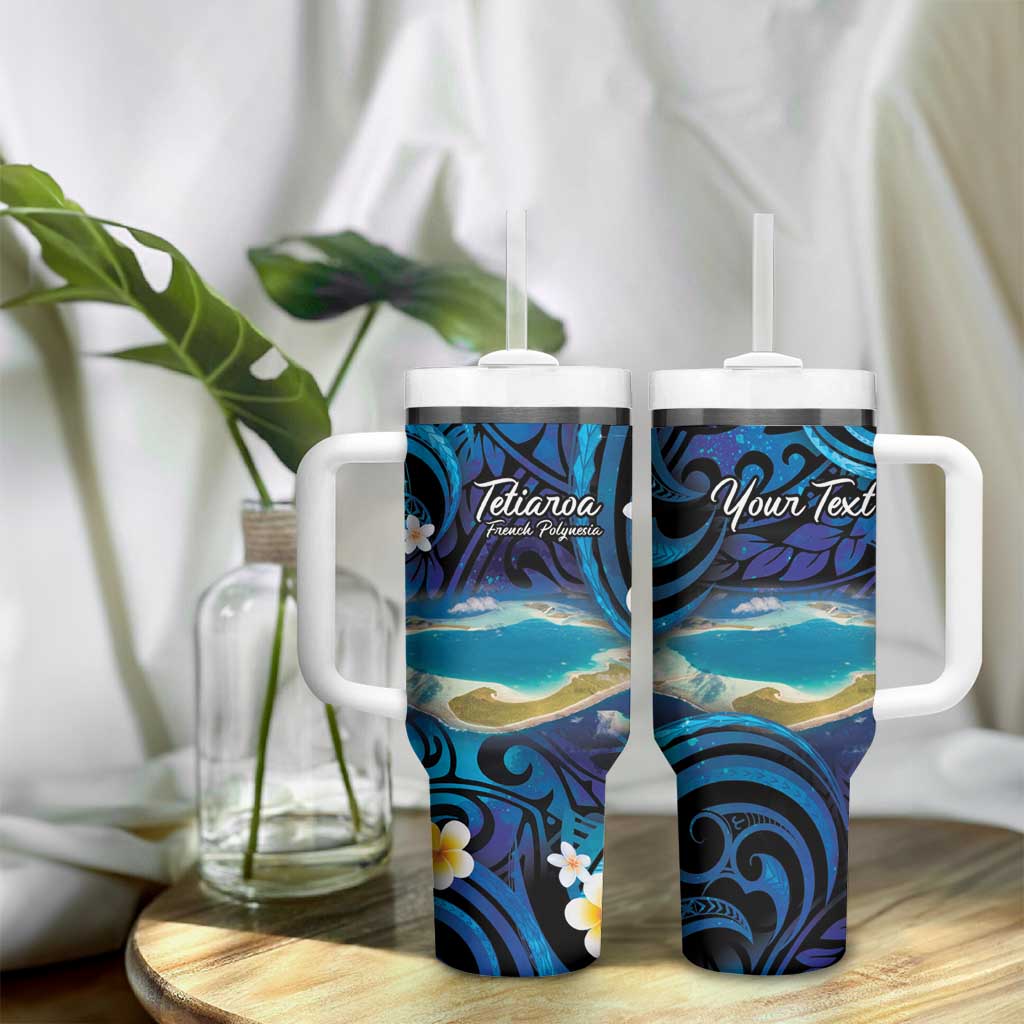 Personalised French Polynesia Tetiaroa Atoll Tumbler With Handle Polynesian Curves Style LT14 - Polynesian Pride