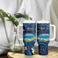 Personalised French Polynesia Tetiaroa Atoll Tumbler With Handle Polynesian Curves Style LT14 - Polynesian Pride