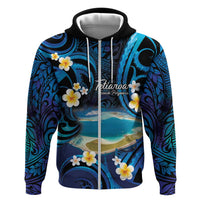 French Polynesia Tetiaroa Atoll Zip Hoodie Polynesian Curves Style LT14 Zip Hoodie Blue - Polynesian Pride