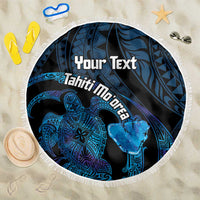 Personalised Tahiti Moorea Atoll Beach Blanket Polynesian Sea Turtle LT14 One Size 150cm Blue - Polynesian Pride