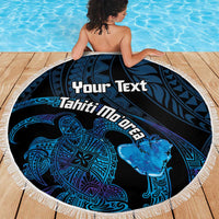 Personalised Tahiti Moorea Atoll Beach Blanket Polynesian Sea Turtle LT14 - Polynesian Pride