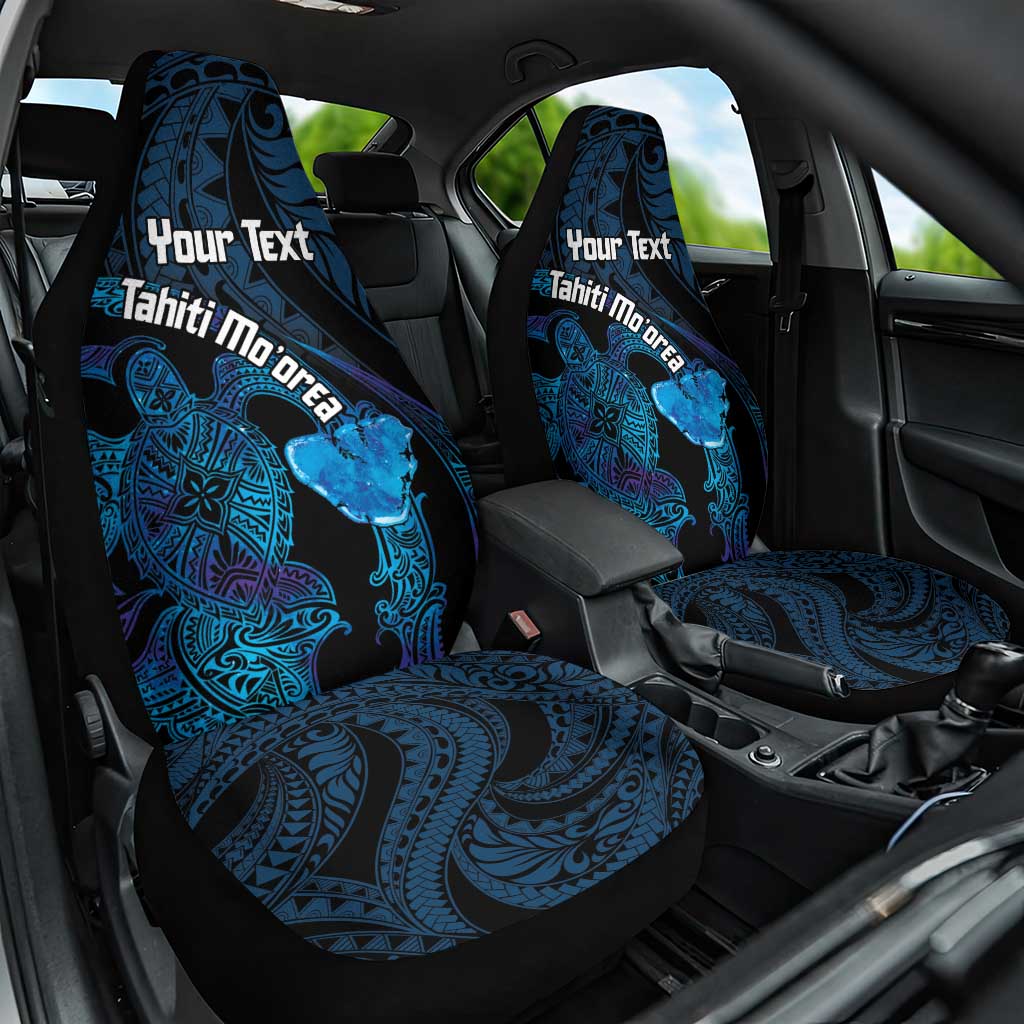 Personalised Tahiti Moorea Atoll Car Seat Cover Polynesian Sea Turtle LT14 One Size Blue - Polynesian Pride