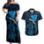 Personalised Tahiti Moorea Atoll Couples Matching Off Shoulder Maxi Dress and Hawaiian Shirt Polynesian Sea Turtle