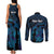 Personalised Tahiti Moorea Atoll Couples Matching Tank Maxi Dress and Long Sleeve Button Shirt Polynesian Sea Turtle