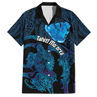 Personalised Tahiti Moorea Atoll Hawaiian Shirt Polynesian Sea Turtle LT14 Blue - Polynesian Pride