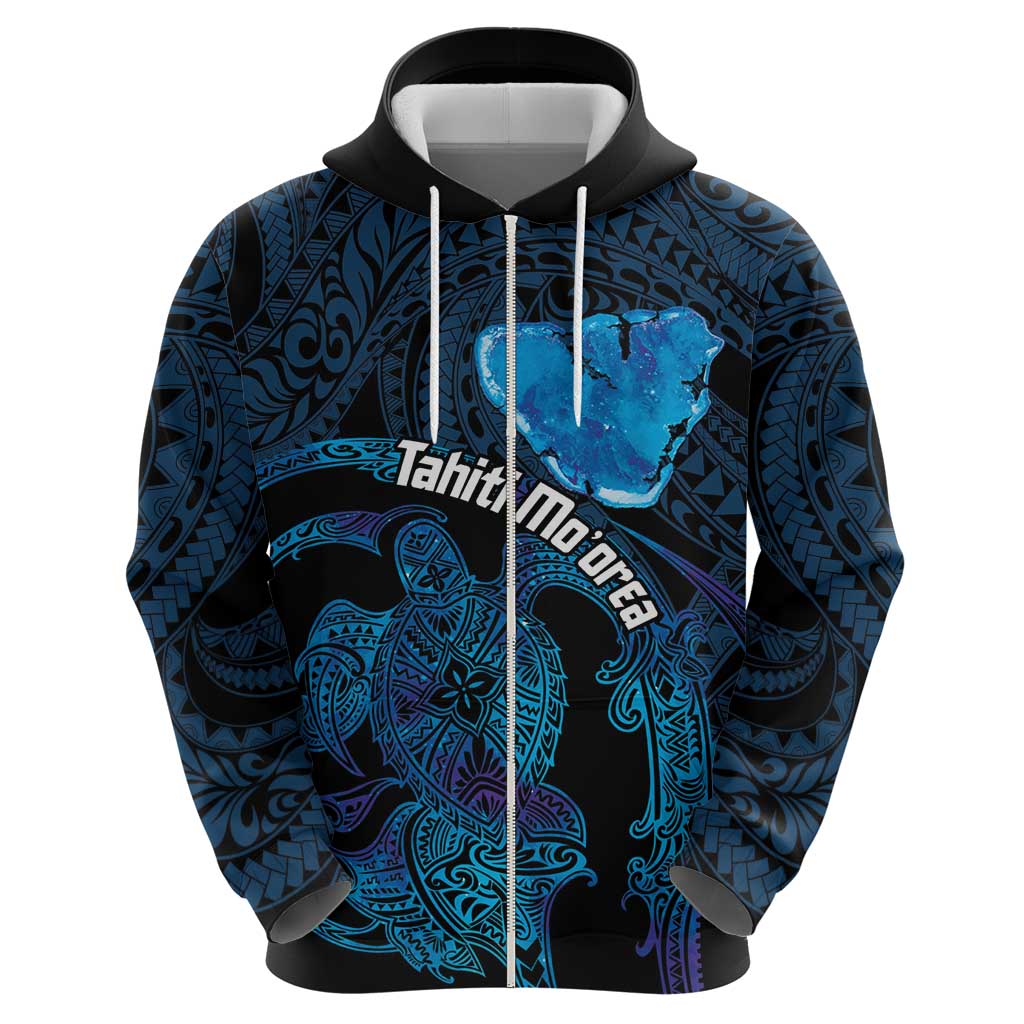 Personalised Tahiti Moorea Atoll Hoodie Polynesian Sea Turtle LT14 - Polynesian Pride