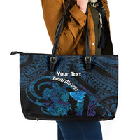 Personalised Tahiti Moorea Atoll Leather Tote Bag Polynesian Sea Turtle LT14 - Polynesian Pride