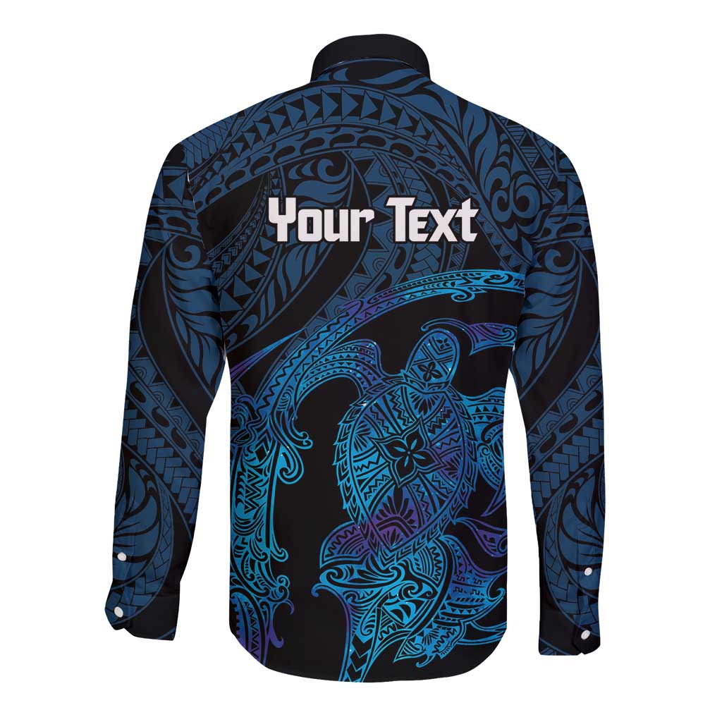 Personalised Tahiti Moorea Atoll Long Sleeve Button Shirt Polynesian Sea Turtle LT14 - Polynesian Pride