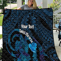 Personalised Tahiti Moorea Atoll Quilt Polynesian Sea Turtle LT14 Blue - Polynesian Pride