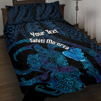 Personalised Tahiti Moorea Atoll Quilt Bed Set Polynesian Sea Turtle LT14 Blue - Polynesian Pride