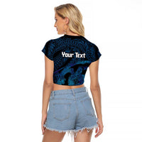 Personalised Tahiti Moorea Atoll Raglan Cropped T Shirt Polynesian Sea Turtle LT14 - Polynesian Pride