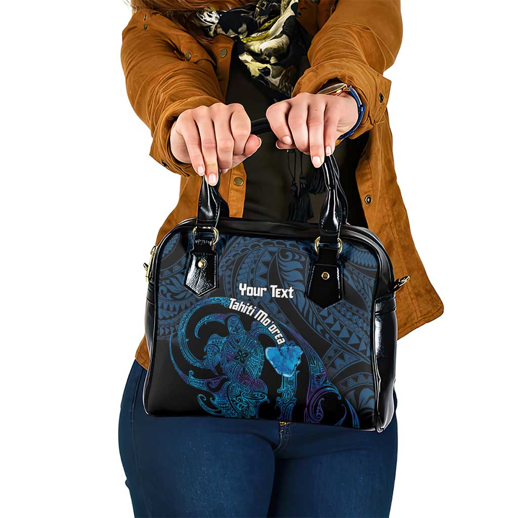 Personalised Tahiti Moorea Atoll Shoulder Handbag Polynesian Sea Turtle LT14 One Size Blue - Polynesian Pride
