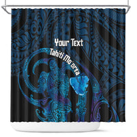 Personalised Tahiti Moorea Atoll Shower Curtain Polynesian Sea Turtle LT14 Blue - Polynesian Pride