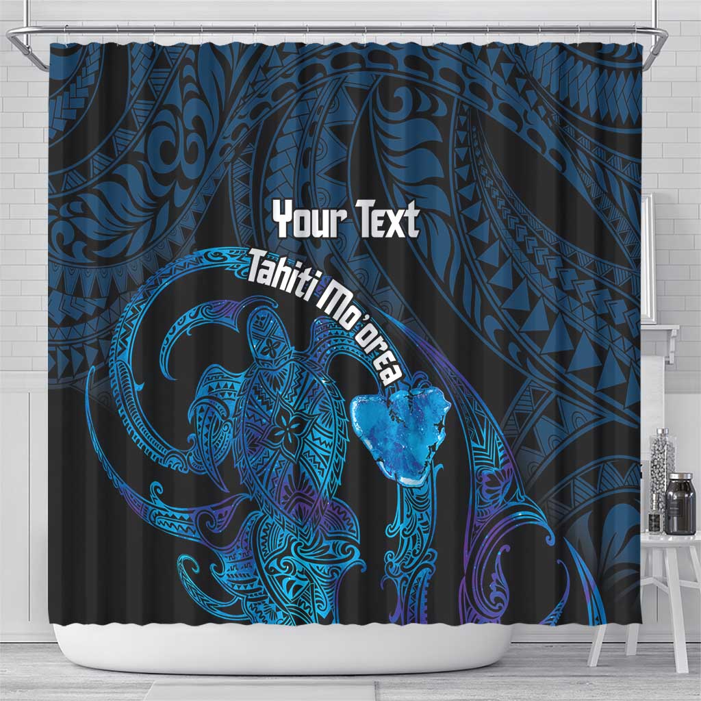 Personalised Tahiti Moorea Atoll Shower Curtain Polynesian Sea Turtle LT14 - Polynesian Pride