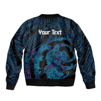 Personalised Tahiti Moorea Atoll Sleeve Zip Bomber Jacket Polynesian Sea Turtle LT14 - Polynesian Pride