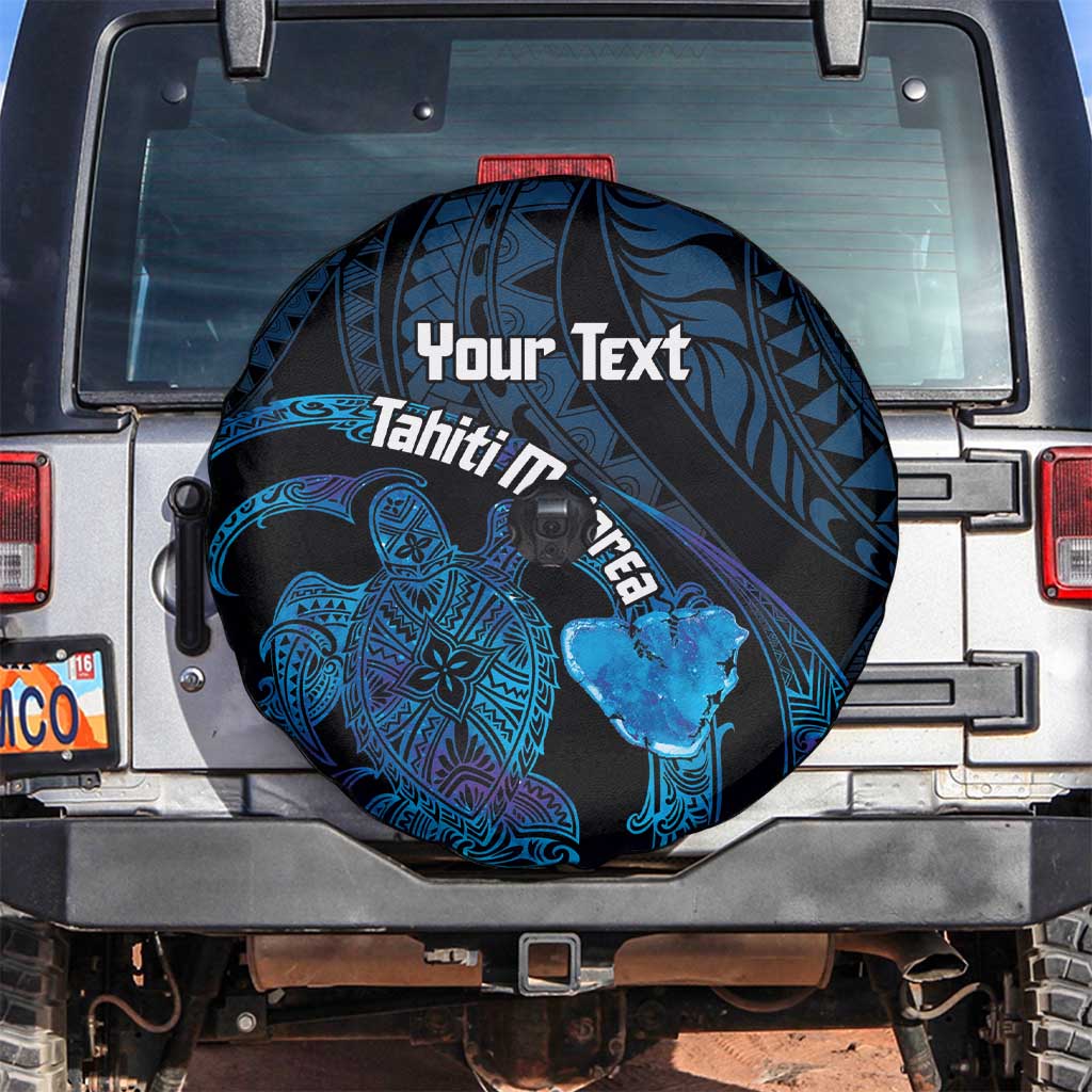 Personalised Tahiti Moorea Atoll Spare Tire Cover Polynesian Sea Turtle