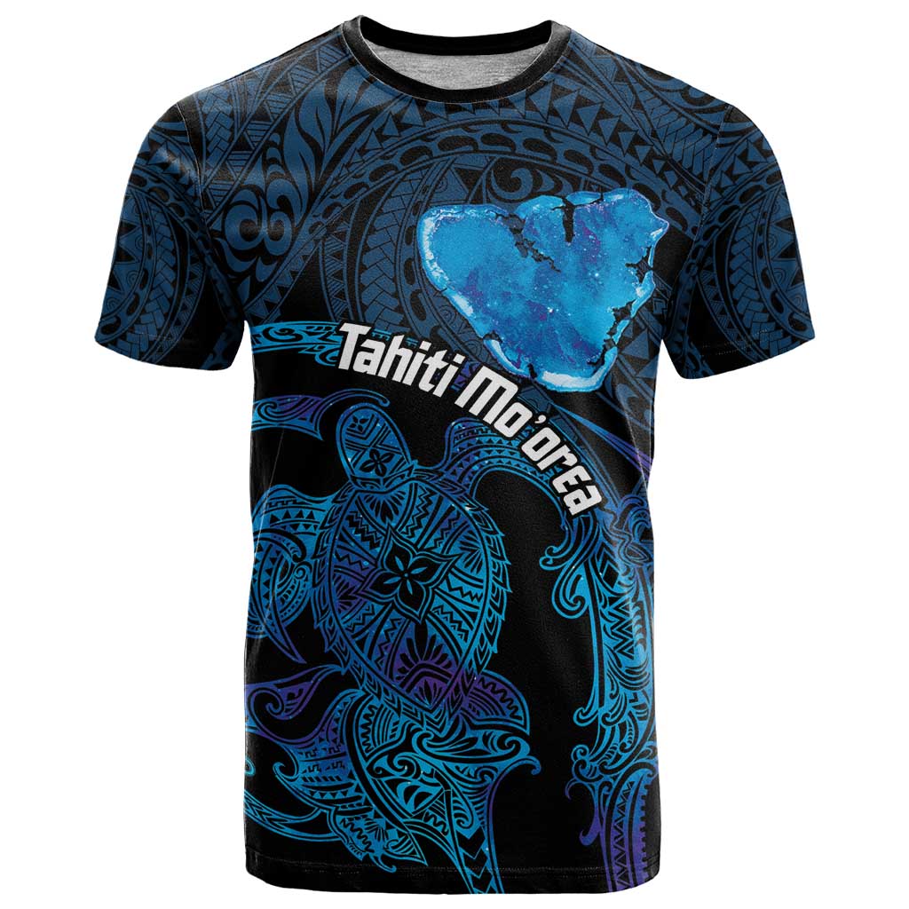 Personalised Tahiti Moorea Atoll T Shirt Polynesian Sea Turtle LT14 Blue - Polynesian Pride