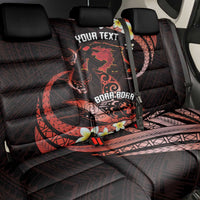 Personalised Tahiti Bora Bora Back Car Seat Cover Manta Rays With Polynesian Plumeria LT14 - Polynesian Pride