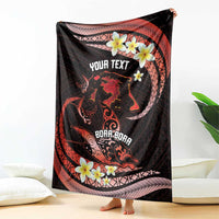 Personalised Tahiti Bora Bora Blanket Manta Rays With Polynesian Plumeria LT14 - Polynesian Pride