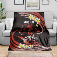 Personalised Tahiti Bora Bora Blanket Manta Rays With Polynesian Plumeria LT14 - Polynesian Pride