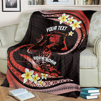 Personalised Tahiti Bora Bora Blanket Manta Rays With Polynesian Plumeria LT14 - Polynesian Pride