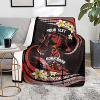Personalised Tahiti Bora Bora Blanket Manta Rays With Polynesian Plumeria LT14 - Polynesian Pride