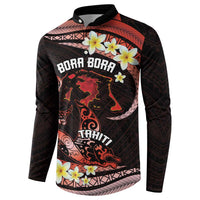 Personalised Tahiti Bora Bora Button Sweatshirt Manta Rays With Polynesian Plumeria LT14 - Polynesian Pride