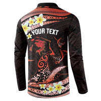 Personalised Tahiti Bora Bora Button Sweatshirt Manta Rays With Polynesian Plumeria LT14 - Polynesian Pride