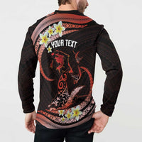 Personalised Tahiti Bora Bora Button Sweatshirt Manta Rays With Polynesian Plumeria LT14 - Polynesian Pride