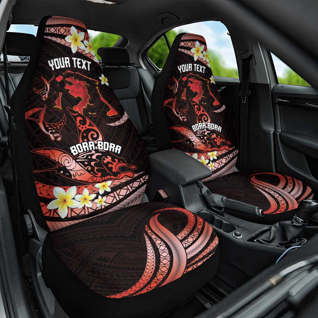 Personalised Tahiti Bora Bora Car Seat Cover Manta Rays With Polynesian Plumeria