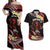 Personalised Tahiti Bora Bora Couples Matching Off Shoulder Maxi Dress and Hawaiian Shirt Manta Rays With Polynesian Plumeria