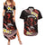 Personalised Tahiti Bora Bora Couples Matching Summer Maxi Dress and Hawaiian Shirt Manta Rays With Polynesian Plumeria