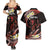 Personalised Tahiti Bora Bora Couples Matching Summer Maxi Dress and Hawaiian Shirt Manta Rays With Polynesian Plumeria