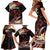 Personalised Tahiti Bora Bora Family Matching Short Sleeve Bodycon Dress and Hawaiian Shirt Manta Rays With Polynesian Plumeria