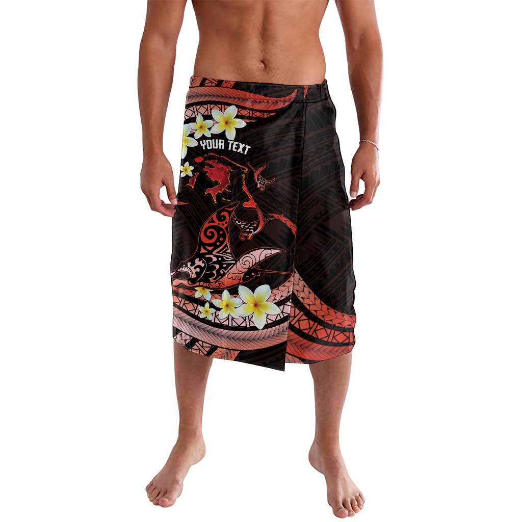 Personalised Tahiti Bora Bora Lavalava Manta Rays With Polynesian Plumeria LT14 Red - Polynesian Pride