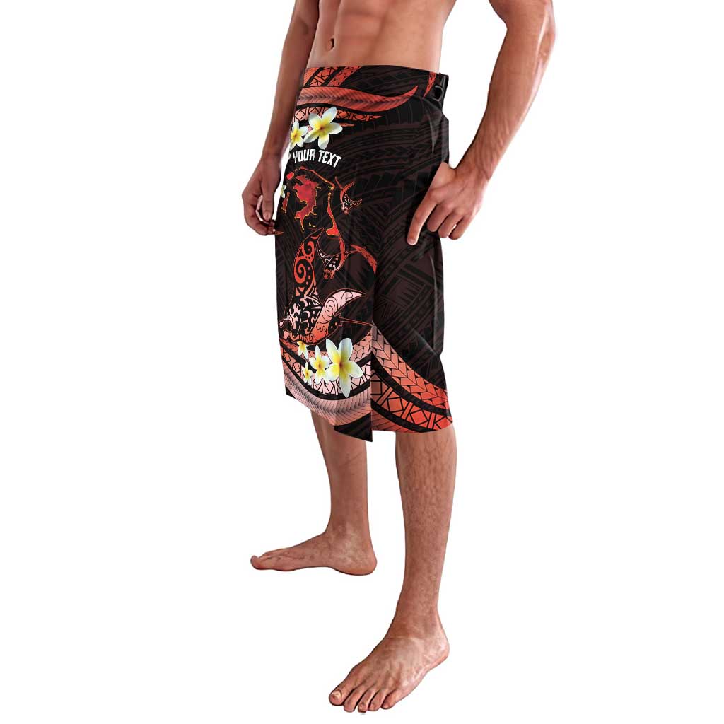 Personalised Tahiti Bora Bora Lavalava Manta Rays With Polynesian Plumeria LT14 - Polynesian Pride