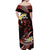 Personalised Tahiti Bora Bora Off Shoulder Maxi Dress Manta Rays With Polynesian Plumeria