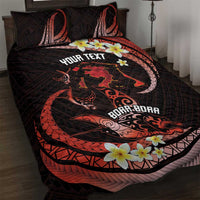 Personalised Tahiti Bora Bora Quilt Bed Set Manta Rays With Polynesian Plumeria LT14 Red - Polynesian Pride